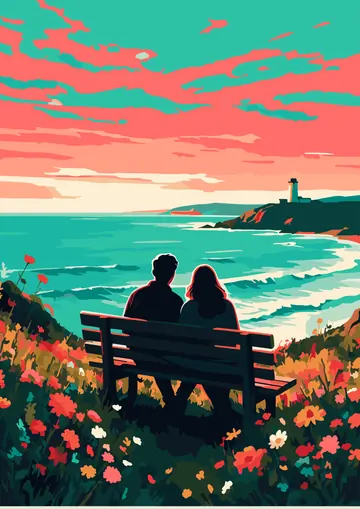 Bench Sunset — finished page