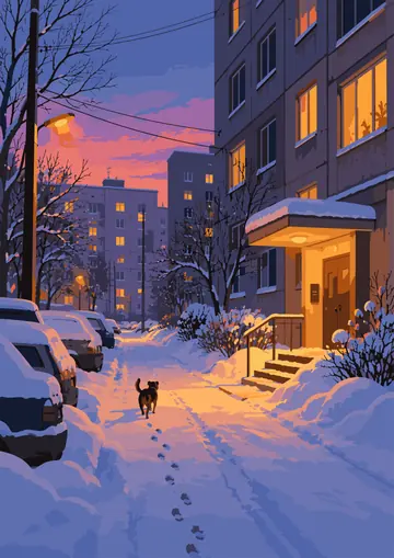 Dog in the Snowy Yard — finished page