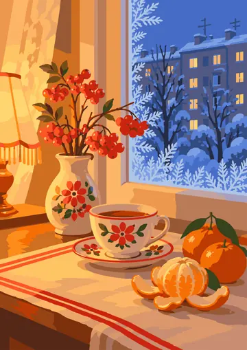 Tea by the Frosty Window — finished page