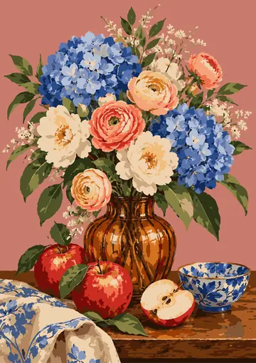 Hydrangeas and Apples — finished page